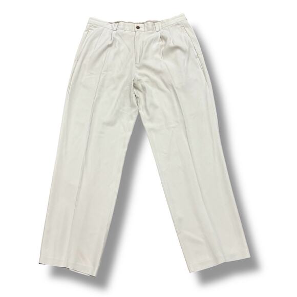 Pusser’s Other - Pusser’s Size 36x32 Beige 100% Silk Pleated Front Dress Pants Island Reserve